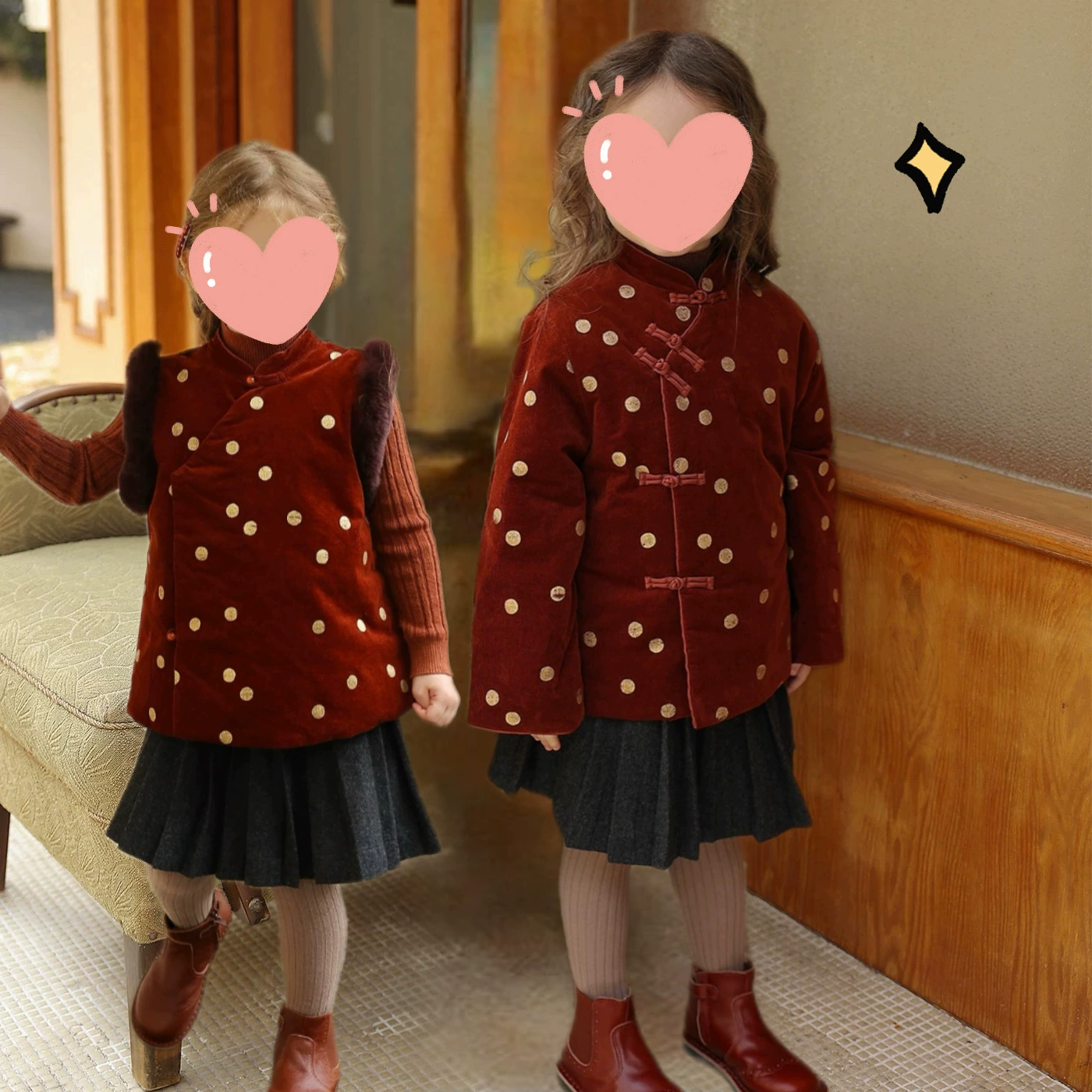 В наличии~Куртка-жилет в стиле ретро для девочек, осень-зима 2025, хлопковая, в китайском стиле, наряд на Новый год