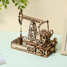 3D立体儿童益智拼图打油井木质拼图 diy桌面儿童摆件木质创意玩具