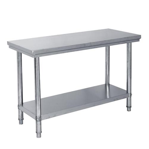 Stainless steel commercial operating counter for kitchen and restaurant, packing and weighing workbench, double-layer reinforced meat chopping and cutting baking table
