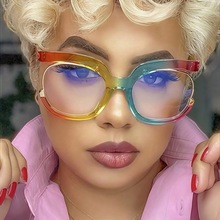 跨境大框猫头鹰眼镜框2025新款防蓝光欧美潮流圆框架眼镜架凹造型