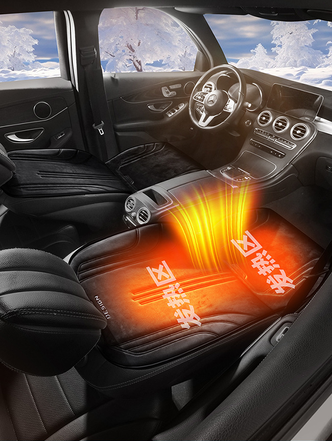 Cross-border graphene car heated seat cushion, winter short-pile electric heating 12V universal warm seat pad