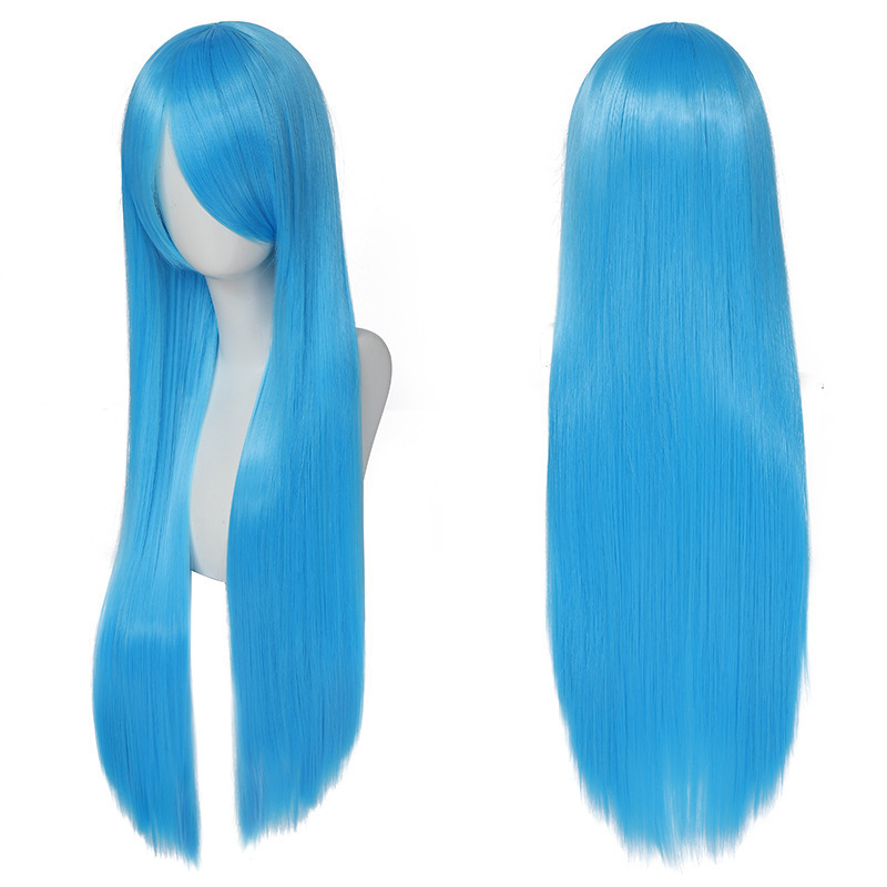 European and American Style Wig 80cm Colorful Long Straight Hair Anime Cos Wig High-Temperature Fiber Chemical Fiber Hair Head Cover - photo 21
