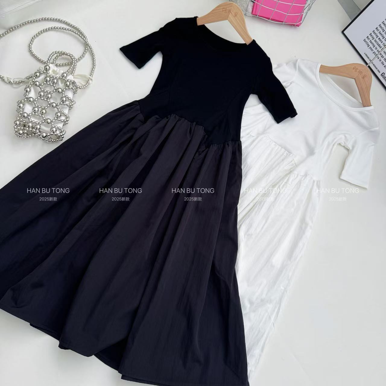 French Super Nice Dress for Girls 2025 Summer New Fluffy Waist Pleated High-End Design Skirt