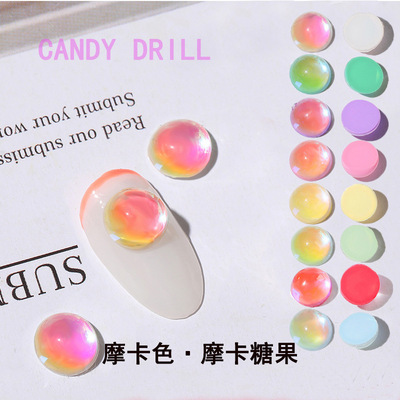 摩卡荧光钻 ins网红美甲钻夏日幻彩色少女感异形平底钻旦形椭圆形|ms