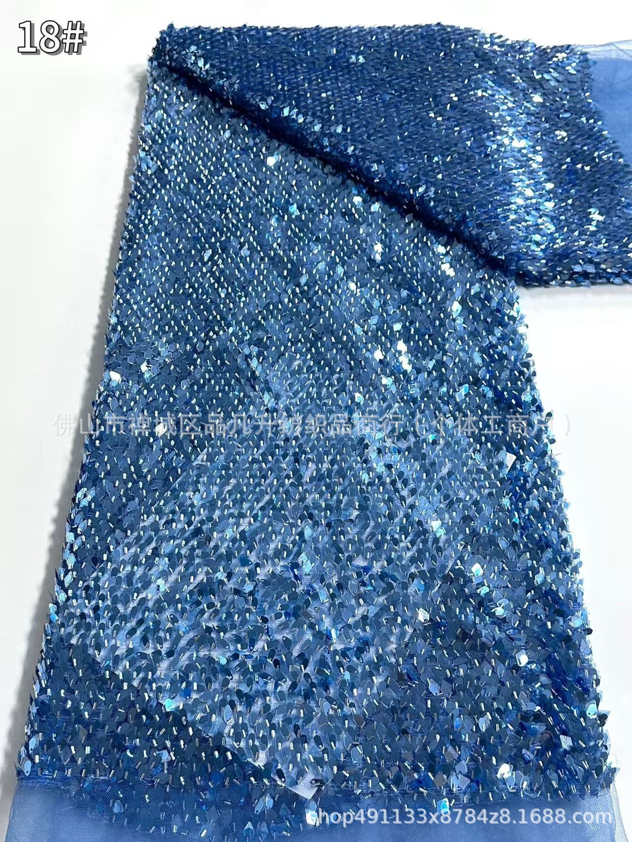 Fabricante al por mayor escamas de pescado sequin bordado tela cena brindis vestido de baile vestido de fiesta tela