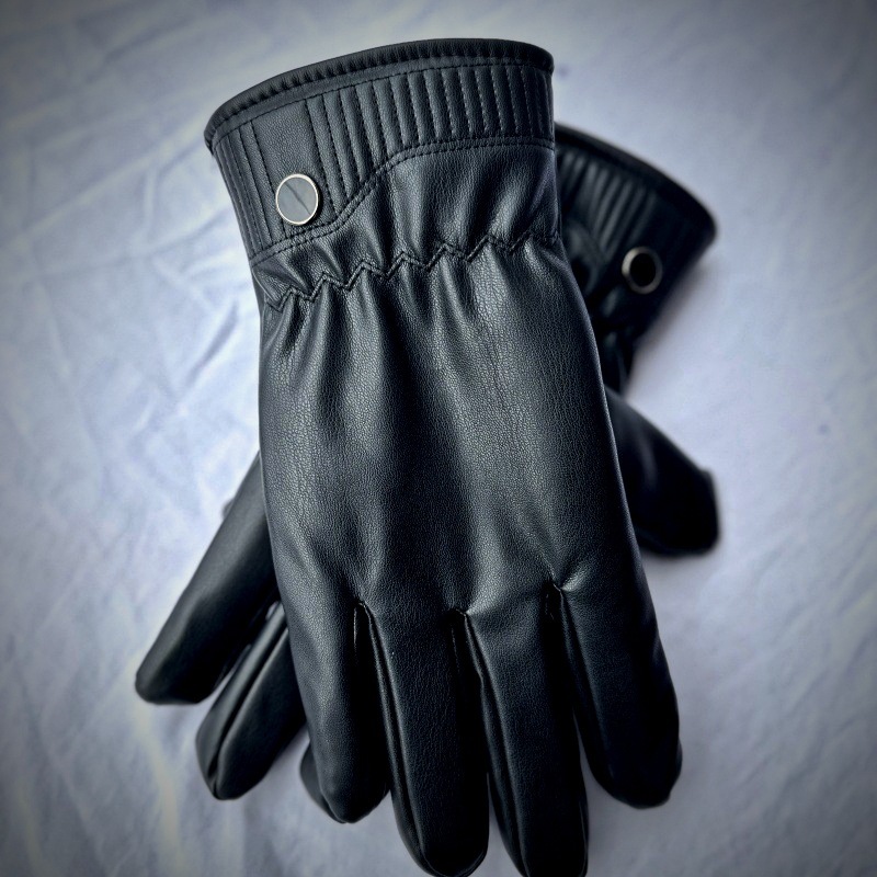 Down Cotton Touch Screen Leather Gloves for Men in Autumn and Winter, Windproof and Velvet Thickeneding, Outdoor Cycling, Mountain Climbing, Driving and Cold Protection Down Cotton Touch Screen Leather Gloves for Men in Autumn and Winter, Windproof and Velvet Thickeneding, Outdoor Cycling, Mountain Climbing, Driving and Cold Protection