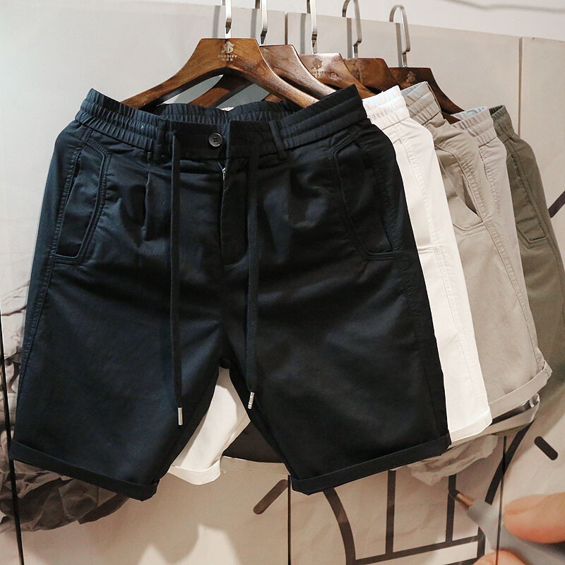 Hongxinjie men's summer casual loose workwear shorts solid color fashion brand ins straight 5-quarter pants Hongxinjie men's summer casual loose workwear shorts solid color fashion brand ins straight 5-quarter pants