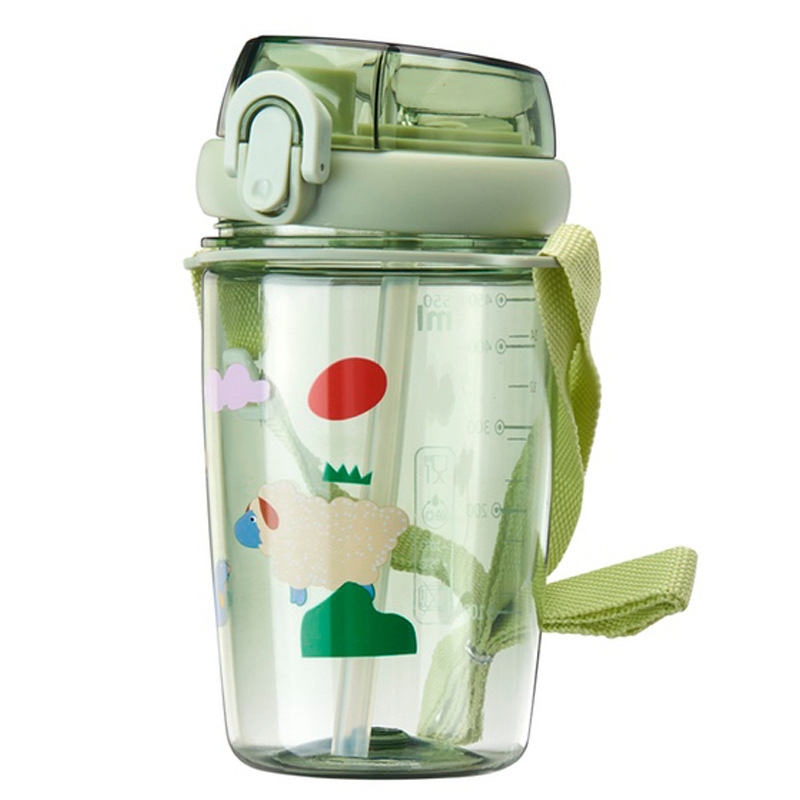 Tritan taza de agua hembra lindo niños de alto aspecto portátil crossbody Copa Internet celebridad estudiante doble bebida deportes hervidor de agua botella