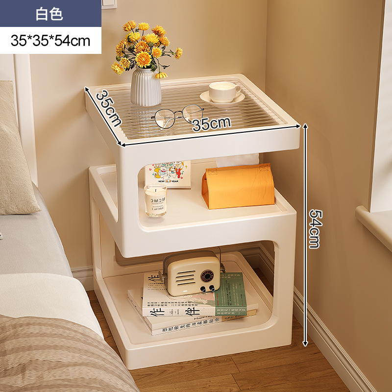 Mesita de noche de madera maciza con lámpara, estante de cabecera, apartamento pequeño moderno y simple, armario de almacenamiento de cabecera muy estrecho creativo