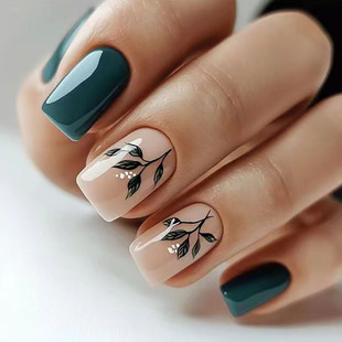 Foreign trade plants fresh green leaves Europe and the United States to wear fingernails removable nails white finished wholesale