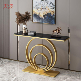 Yhu Italian-style Simple Modern Entrance Light Luxury Rock Board Semi-round New Chinese-style Wall-side Entry Table Entrance Cabinet Entrance
