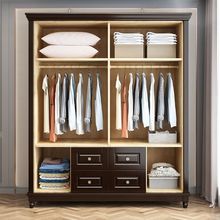 xs%XS%美式实木衣柜白色现代简约家用卧室大衣橱三四五门储物加顶