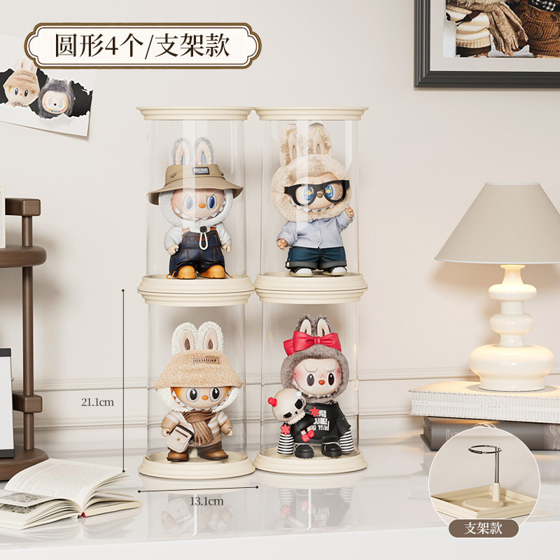 罗马柱盲盒收纳展示架单个labubu搪胶娃娃手办透明防尘展示柜盒子|undefined