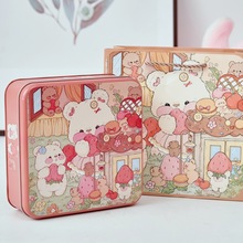 新款原创可爱方形铁盒曲奇饼干盒大白兔奶糖盒巧克力盒糖果喜糖盒