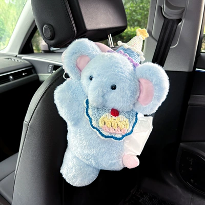 Car Tissue Extraction Decoration Supplies: Car tissue box/set - blue-hat-bib-style-little-elephant-tissue-drawing