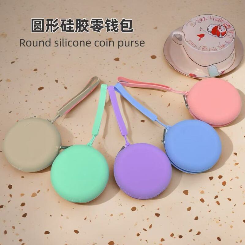 Round Silicone Coin Purse, Convenient Coin Storage, Data Cable, Earphone Silicone Storage Bag, Wholesale Portable Zipper Waterproof