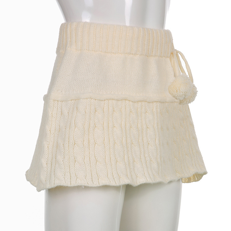 Damen Wollrock Mit Dekorativen Wollbällen Für Den Alltag_voghion.com