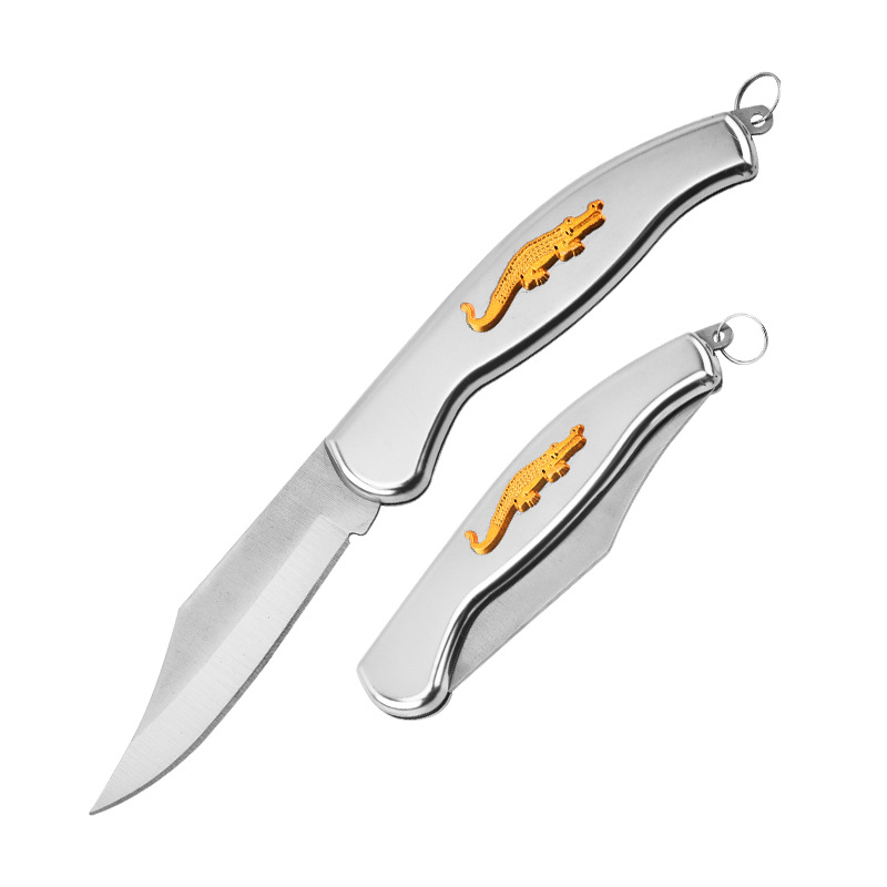 Fábrica directa de acero inoxidable plegable portátil camping al aire libre cuchillo de cocodrilo cuchillo de regalo de frutas caseras