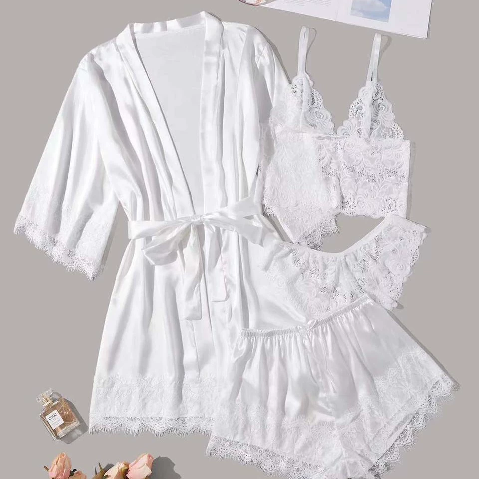 Европейский и американский взрыв сплошного цвета белый кружевной халат со льдом шорты для одежды