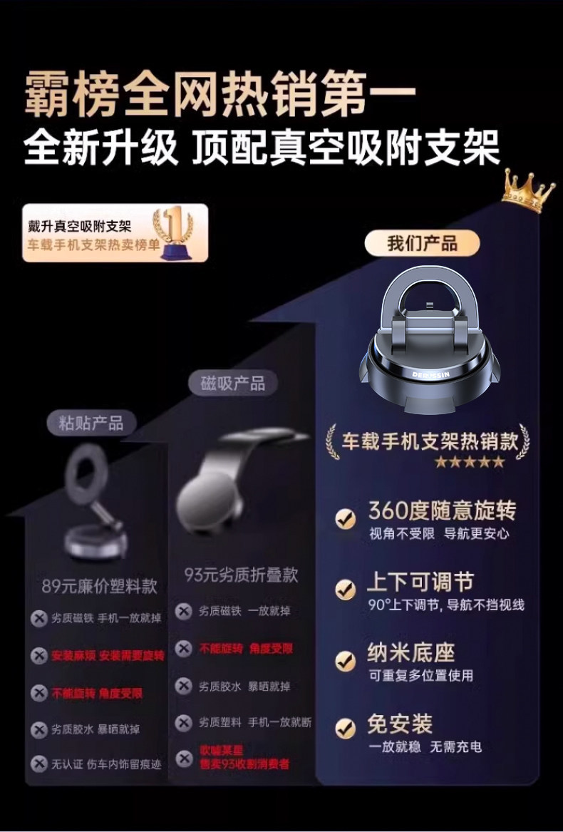 Mobile phone car mount, suction cup type, car accessories, in-car navigation, 2026 new model, charging and support