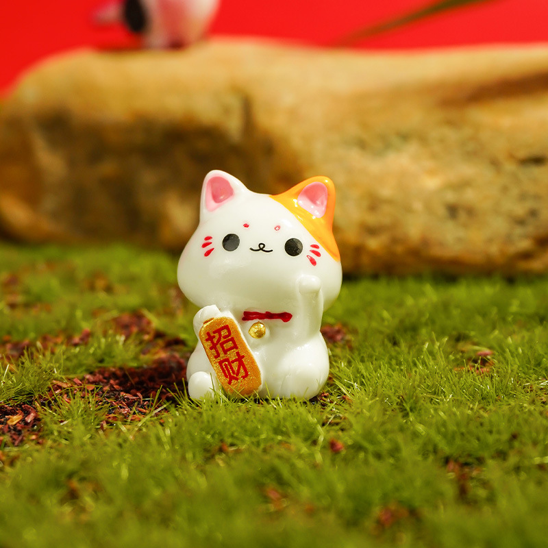 Mini regalos de animales, artesanías, simulación, decoración de escritorio de gato de la suerte, decoración de la consola central del automóvil, decoración pequeña