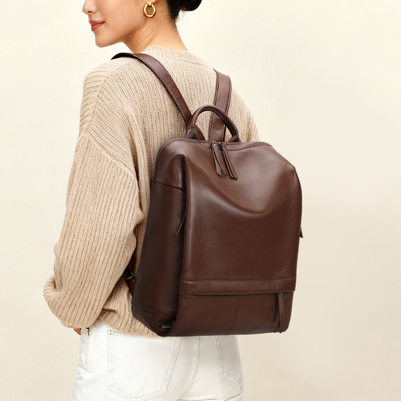 Business Trip Laptop Backpack 2026 New Model Cowhide Large Capacity Casual Versatile Women's Backpack