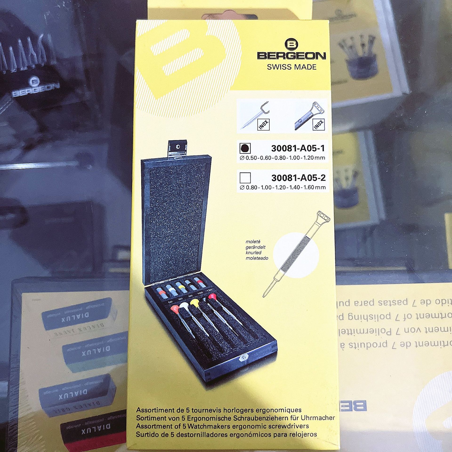 修表工具 博格BERGEON 30081-A05 套装5支木盒不锈钢螺丝刀