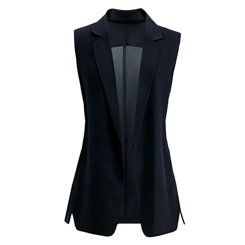 90302024 Summer New Chiffon Vest Women's Cardigan Sleeveless Waist Split Dress Collar Cardigan Vest Shawl