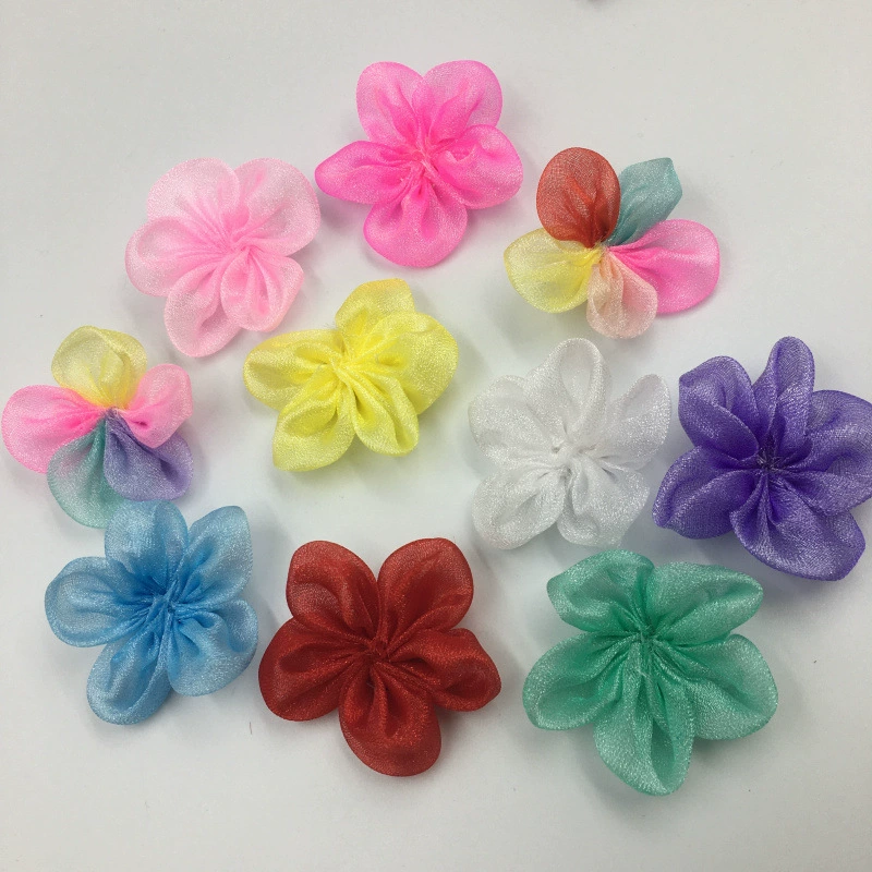 Спотовые поставки корейской версии ручной работы 5 см пять лепестков шифонта розы для одежды обувь шапки аксессуары DIY головные уборы цветы