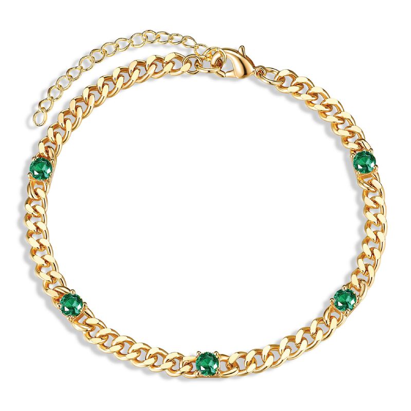 Cross-Border Vintage Three-Color Cubic Zirconia Inlaid Cuban Chain Bracelet, Stainless Steel Adjustable Bracelet, Niche Style