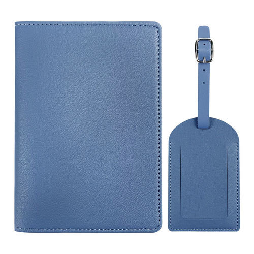 Cross-border 11-color thick pu leather customizable LOGO passport holder passport cover with paper card luggage tag set