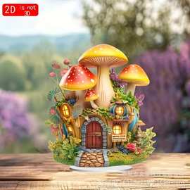 跨境别墅蘑菇小屋亚克力立牌摆件工艺品摆台卧室桌面摆件节日礼品