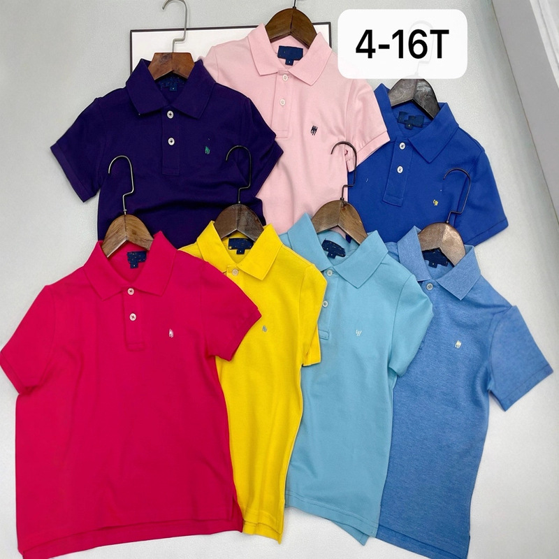 LIBAO Foreign Trade Children's polo open chest casual summer short-sleeved T-shirt embroidered small logo 4-14 years old short-sleeved top