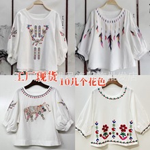 棉麻女装上衣 2025春夏季新款绣花民族风上衣棉麻宽松款上衣批发