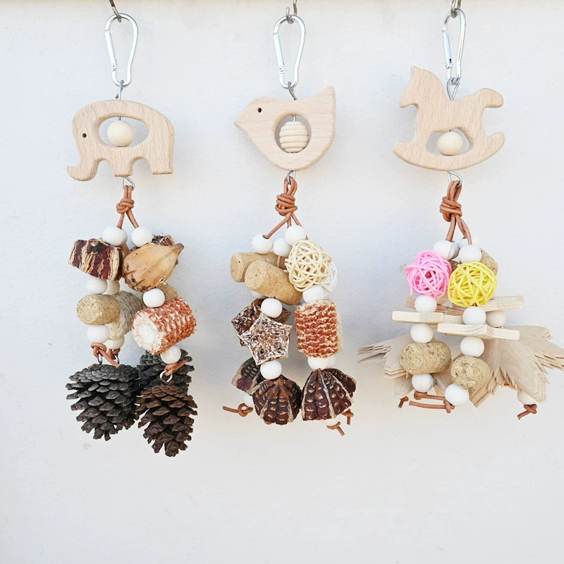 Птица-попугай игрушка деревянный орех моляра, шашлык плодов