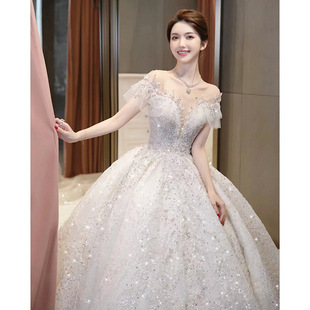 Main wedding dress bride 2024 New main yarn advanced texture small French light wedding dress plus size D110