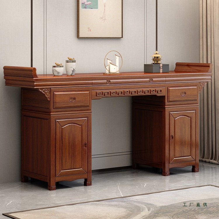 Walnut New Chinese Style Solid Wood Four-Piece Set for Rural Altars, Offering Tables, Incense Tables, Household Incense Tables, and Buddhist Altars