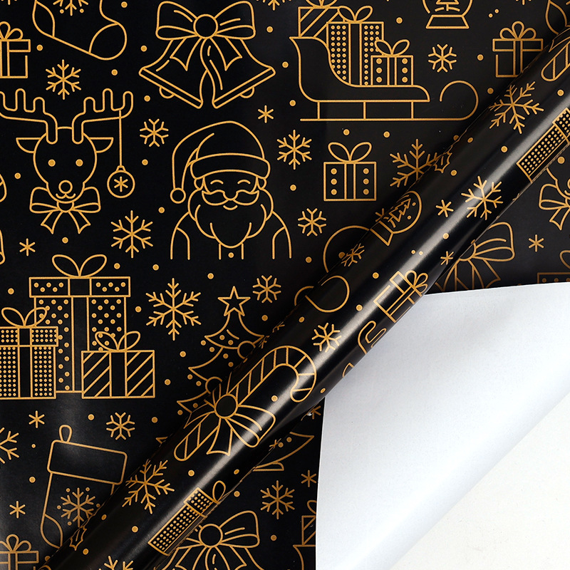 Papel de regalo navideño clásico y popular de gran tamaño con diseño de dibujos animados y temática navideña para envolver regalos.