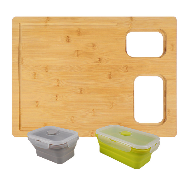 Clasificación de bambú tabla de cortar cocina multi-función tabla de cortar con caja de verduras plegable puede agregar el logotipo de fábrica