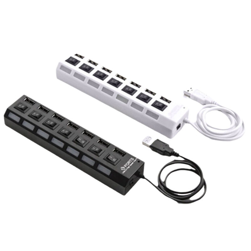 4 puertos 2.0 hub computadora USB divisor con interruptor 7 puertos hub enchufe de fila venta directa transfronteriza