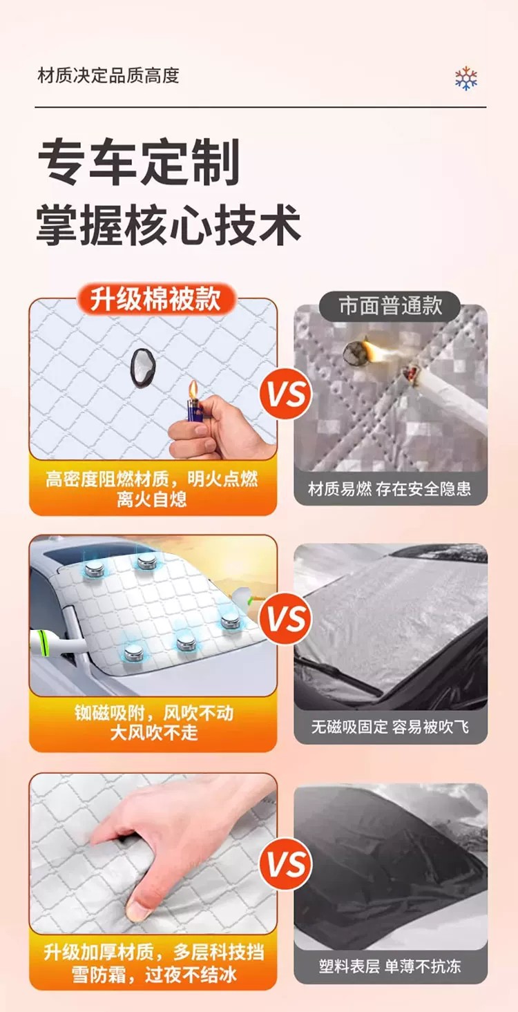 Car snow cover, winter front windshield frost-proof, anti-freeze, heat-insulating, sun-blocking cover, car window sunshade