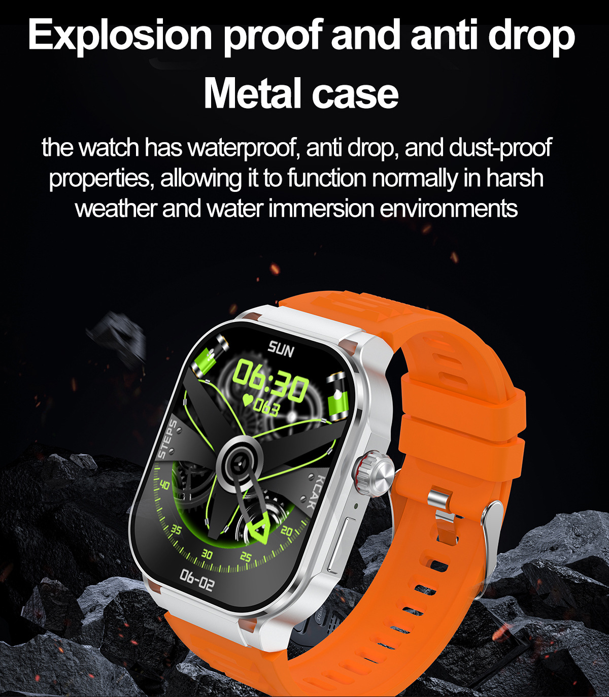 Reloj inteligente G40 de 2,1 pulgadas con pantalla cuadrada Bluetooth para exteriores_voghion.com