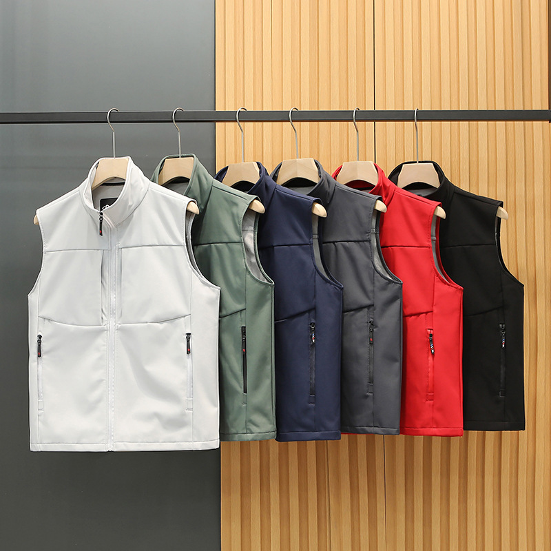 软壳冲锋衣马甲定制logo多口袋防水背心印字印图工作服加厚坎肩|undefined