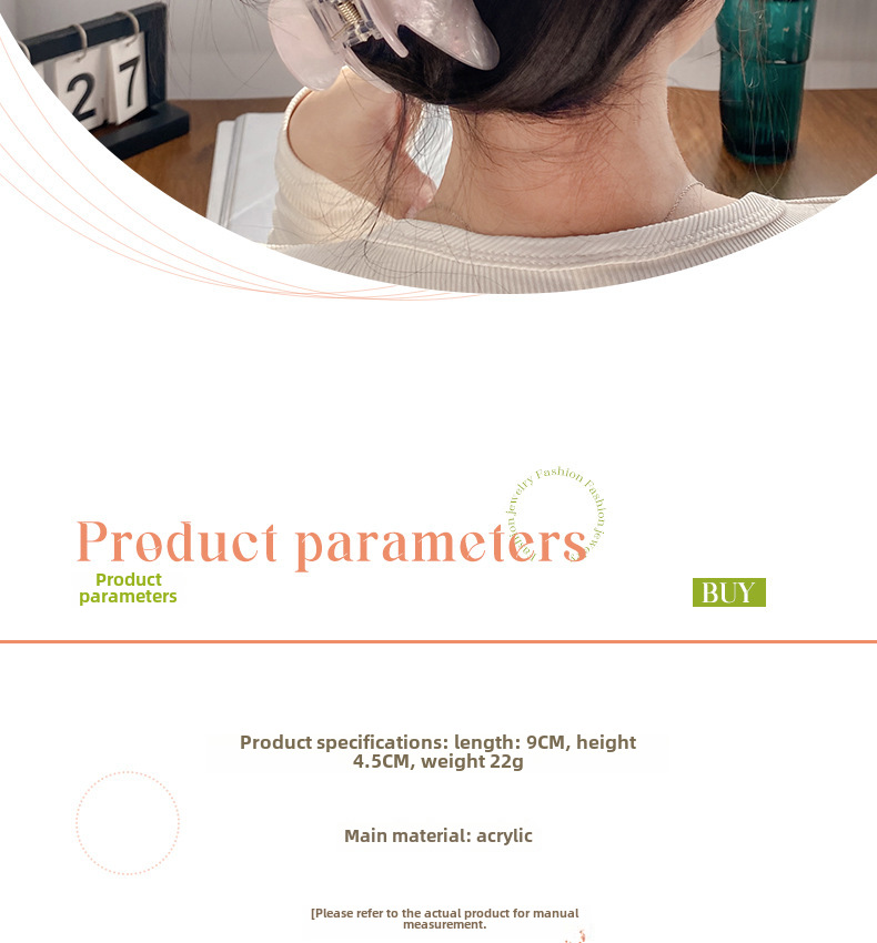 Baifeiya grande fermaglio per capelli in acetato per donna Corea del Sud versatile fermaglio per capelli alla moda color gelatina di alta qualità fermaglio per capelli a forma di squalo_voghion.com