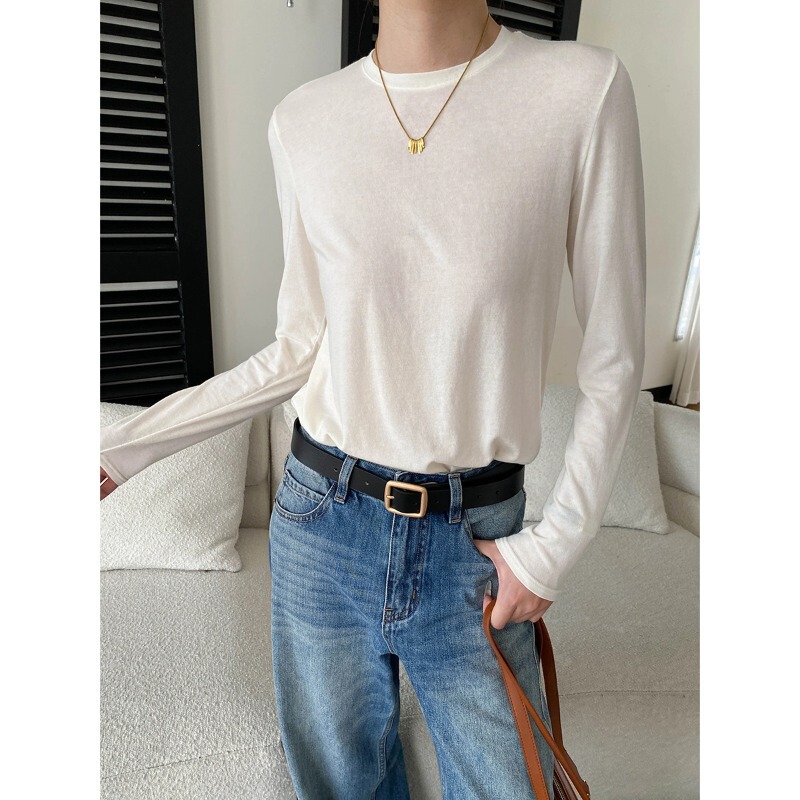 Sikan Autumn New Modal Wool Cotton Blend Soft and Skin-Friendly Round Neck T-Shirt Base Shirt SN9193