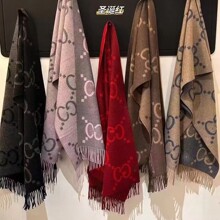 古仿羊绒围巾秋冬大牌加厚双面披肩跨境双G驰家字母长款女士围脖