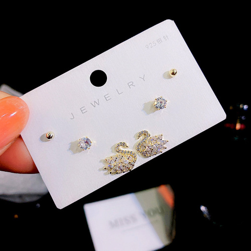 2024 trendy women's fashion six-piece set small earrings 925 silver needle set earrings for women 77246