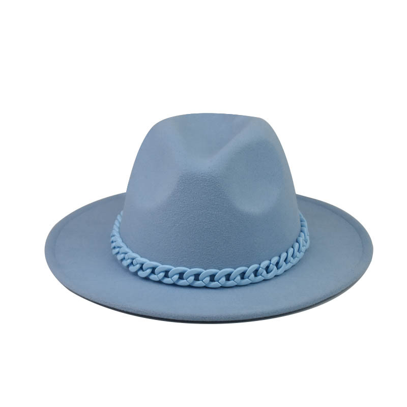 Comercio exterior transfronterizo engrosado padre-hijo Four Seasons Cadena naranja sombrero de lana cadena sombrero de fieltro de ala grande sombrero de copa plana