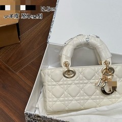 23D-joy中号女包百搭菱格横版戴妃包单肩包时尚小羊纹斜挎手提包
