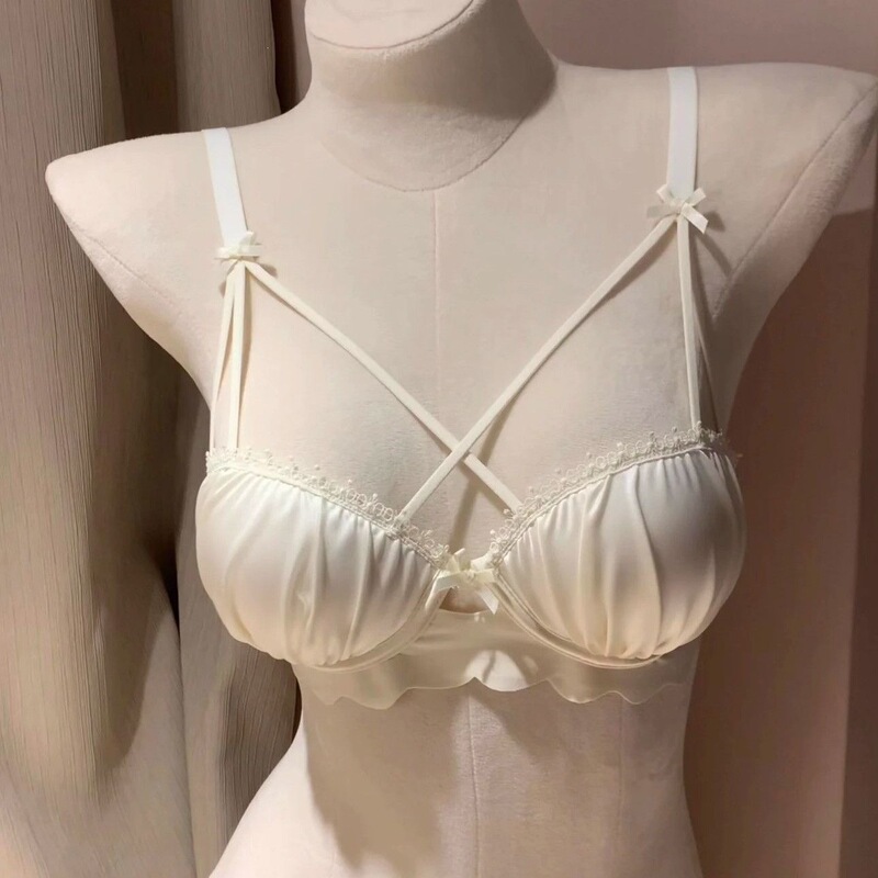 Sexy Pure Lust Style Satin Backless Lingerie for Women, Wireless Bra for Small Busts, Enhancing and Enlarging Effect, Lace Trim, Cross-Strap Bra Sexy Pure Lust Style Satin Backless Lingerie for Women, Wireless Bra for Small Busts, Enhancing and Enlarging Effect, Lace Trim, Cross-Strap Bra